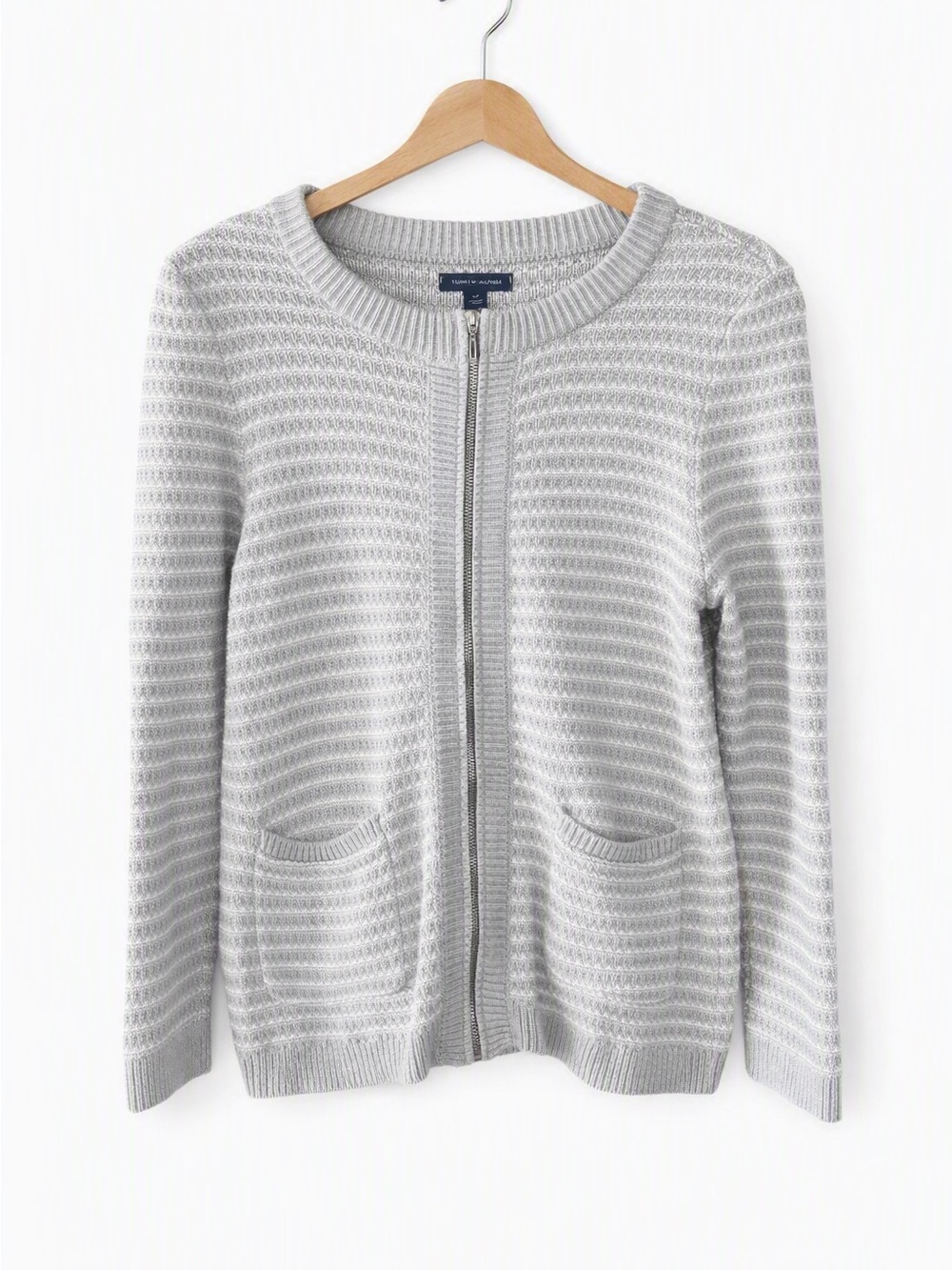 5/$25 Tommy Hilfiger Light Gray Zip Cardigan Sweater